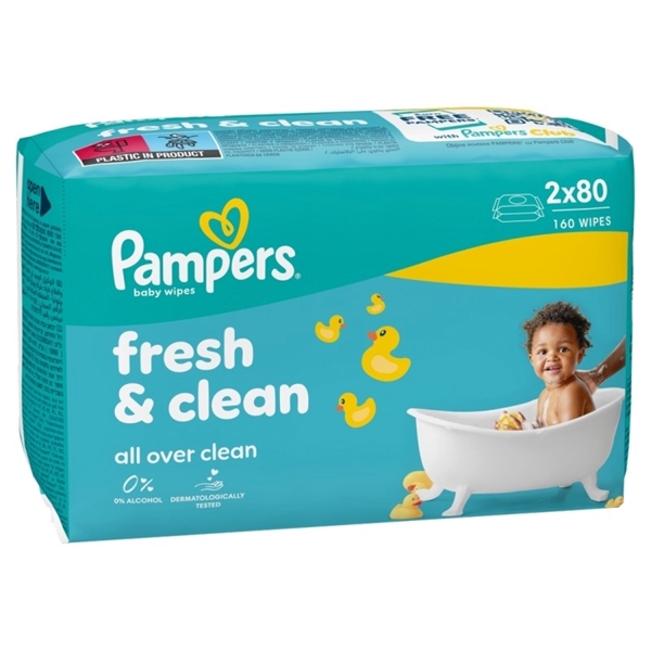 Εικόνα από Pampers Wipes Fresh Clean 2 Χ 80 Tεμαχίων