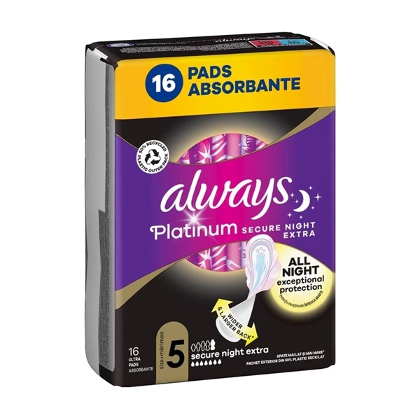Εικόνα από Always Σερβιέτα Platinum Ultra Secure Night Extra 16 Tεμαχίων GP