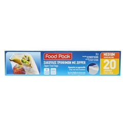 Εικόνα της Foodpack σακούλες τροφίμων με zipper 22x29cm 3lt 20τεμ