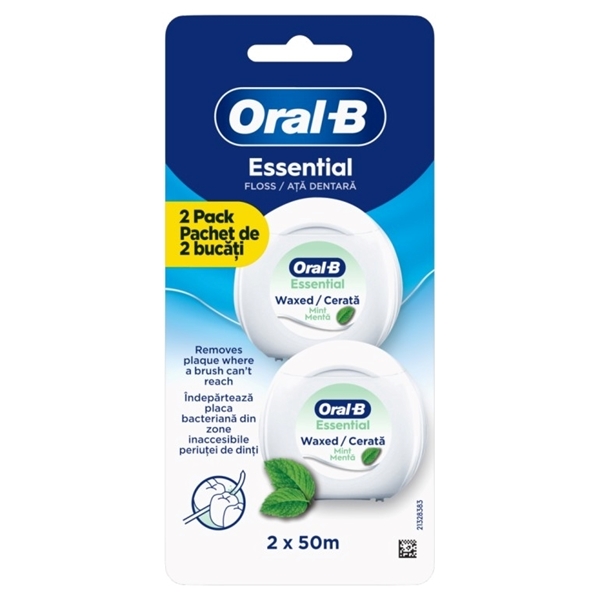 Εικόνα από Oral-B Oδοντικό Nήμα Kηρωμένο Μέντα 2 τεμάχια Χ 50m