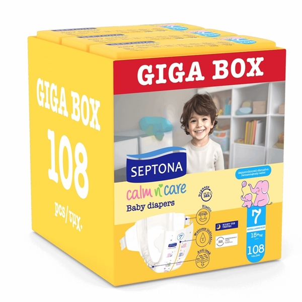 Εικόνα από Septona Calm N' Care Πάνες Giga Box Extra Large Plus No7 (15+Kg) 108τεμ (3*36τεμ)
