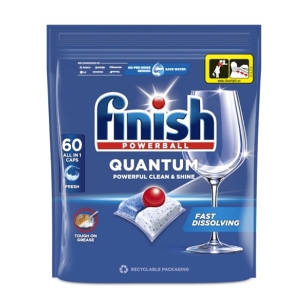 Εικόνα από Finish Powerball Quantum All In 1 Κάψουλες Πλυντηρίου Πιάτων Fresh 60 Τεμ.