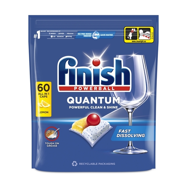 Εικόνα από Finish Powerball Quantum All In 1 Κάψουλες Πλυντηρίου Πιάτων Λεμόνι 60 Τεμ.